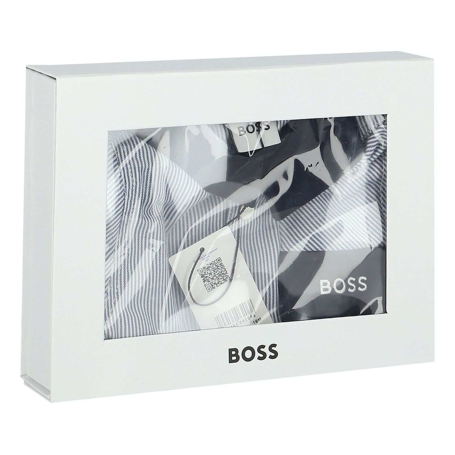 Baby Boys White & Blue Logo Shorts Set, 1, hi-res