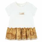 بلوزة بطبعة خريطة باللون الابيض للبنات, 1, hi-res