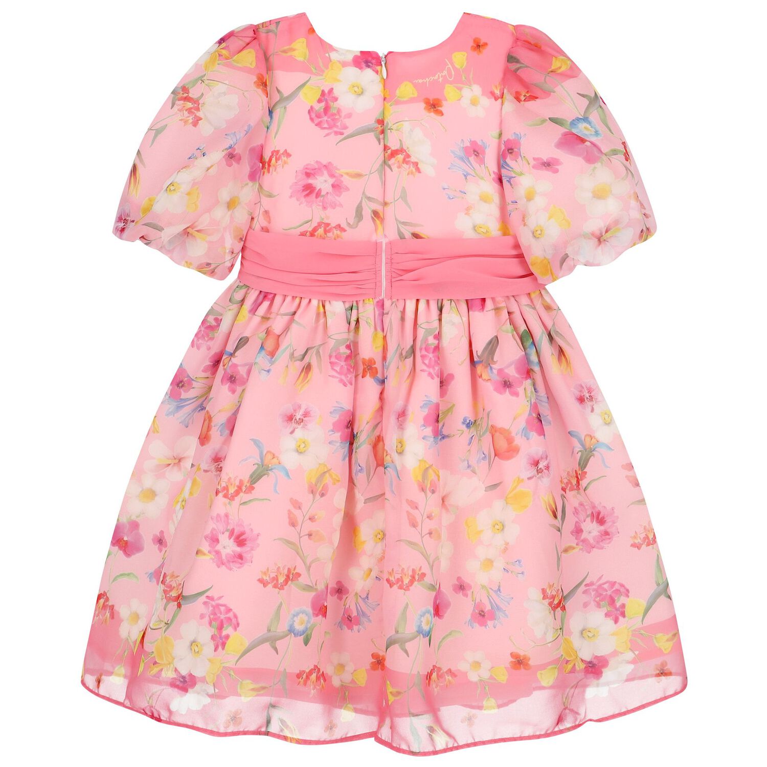 فستان بنات شيفون بطبعة باللون الوردي, 2, hi-res image number null