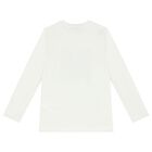 Girls Ivory Diamante Long Sleeve Top, 1, hi-res