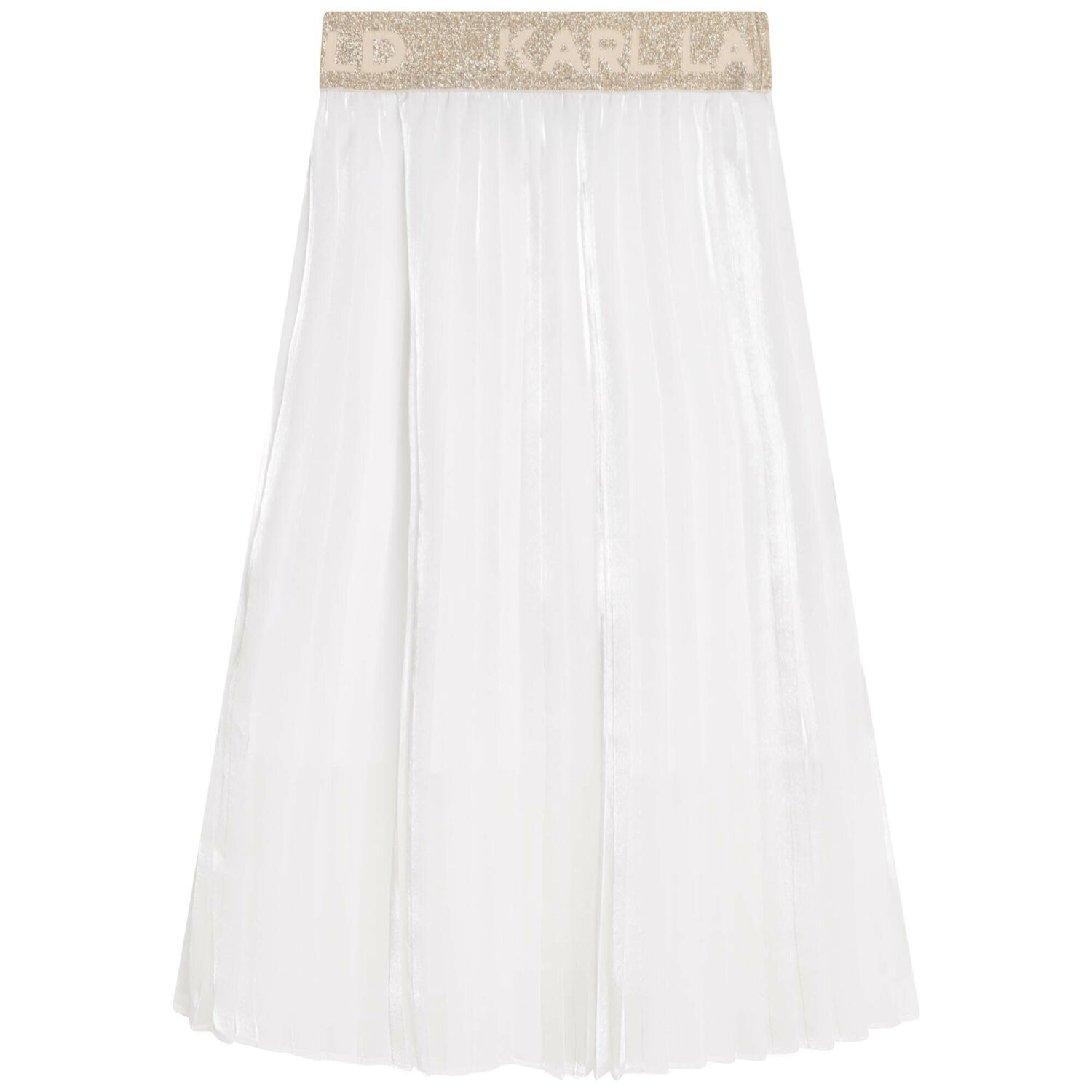 تنورة بطيات بالشعار باللون الأبيض, 1, hi-res