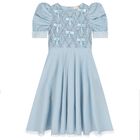 Girls Blue Embellished Crystal Tulle Dress, 1, hi-res