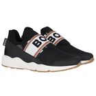 Boys Black Logo Trainers, 1, hi-res