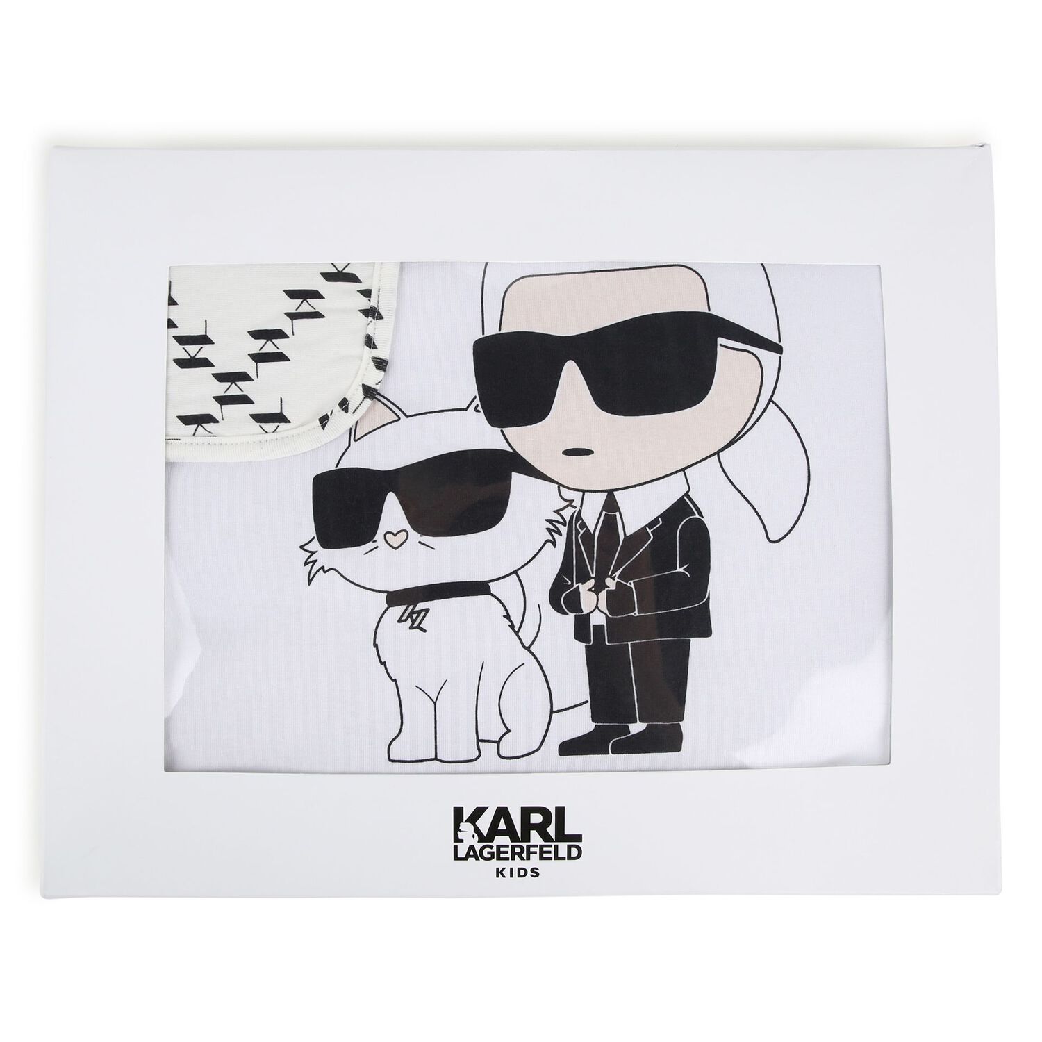 بطانية بالشعار باللون العاجي والأسود, 1, hi-res