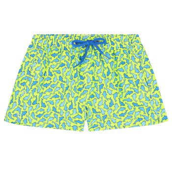 Boys Neon Yellow Sharks Swim Shorts