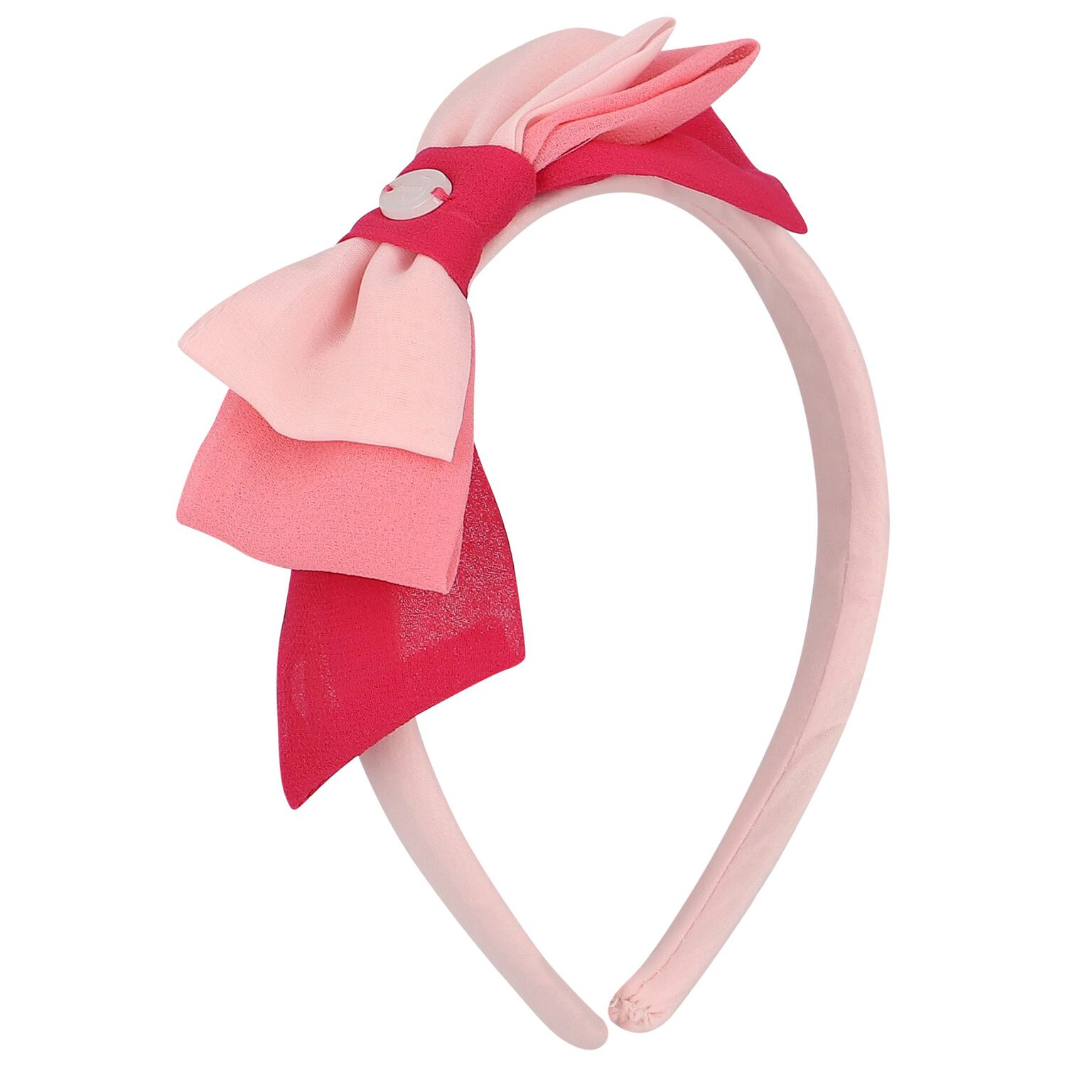Girls Pink Chiffon Bow Headband, 1, hi-res