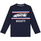 Boys Navy Logo Long Sleeve Top, 1, hi-res