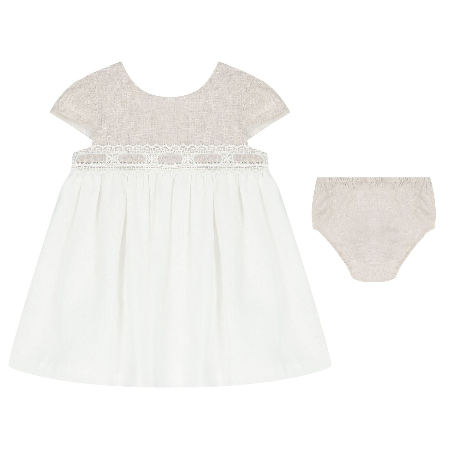Baby Girls Beige & Ivory Dress Set, 1, hi-res