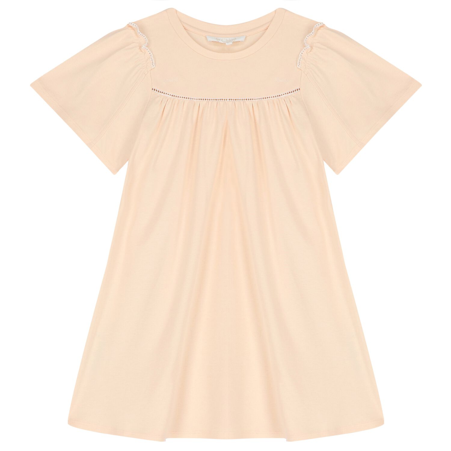 فستان بنات بالشعار باللون الوردي, 2, hi-res