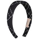 Girls Black Logo Headband, 3, hi-res