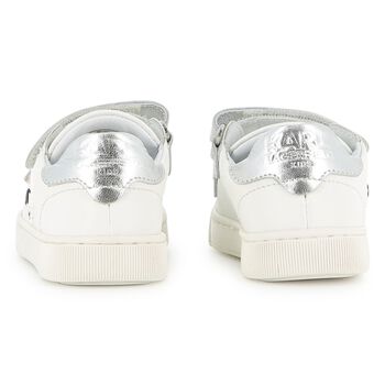 Girls White Choupette Leather Trainers