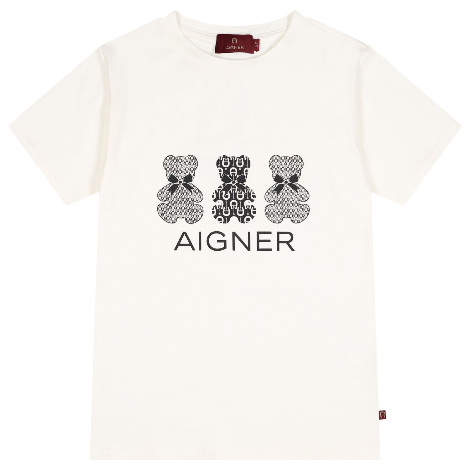 Girls Ivory Teddy Bear Logo T-Shirt, 1, hi-res