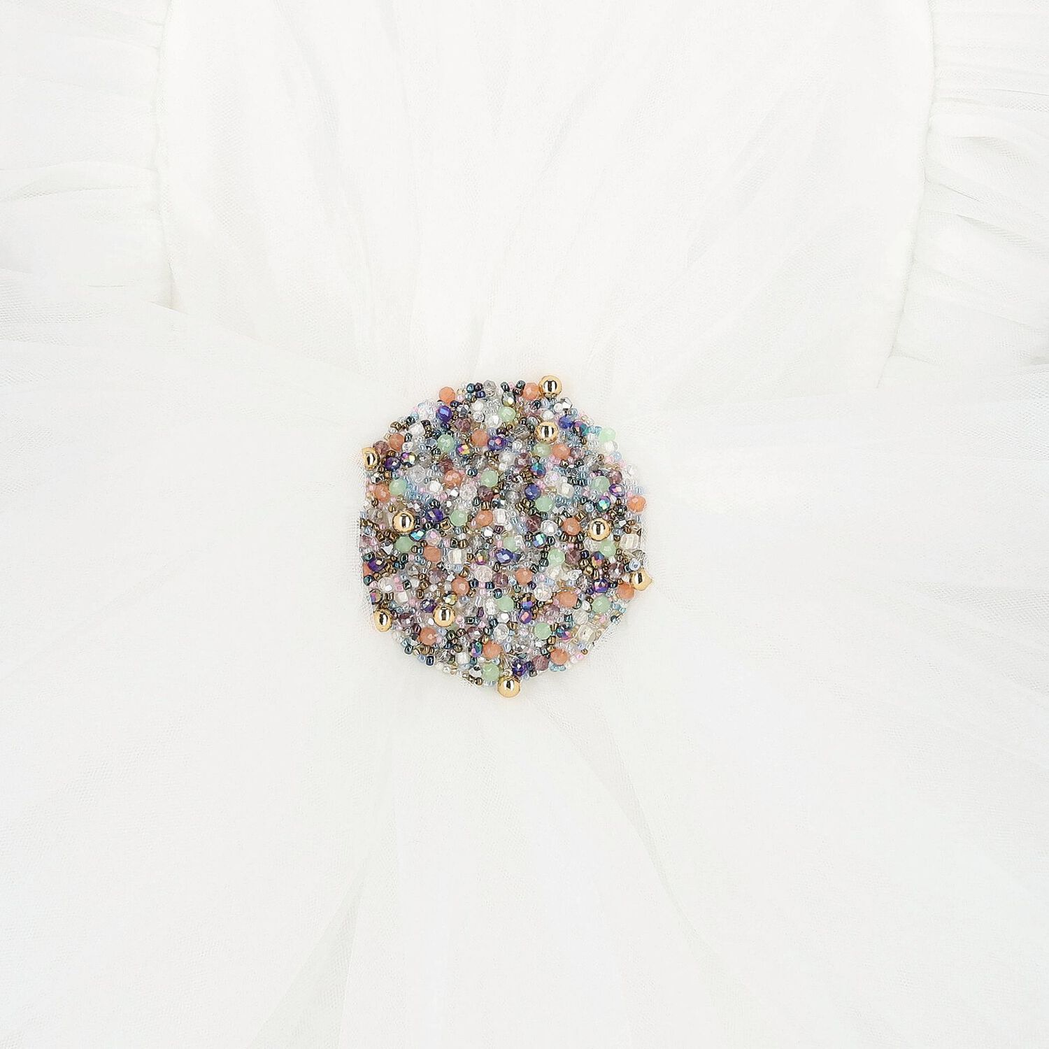 فستان بنات من التول بطبعه الزهور باللون الابيض, 1, hi-res image number null