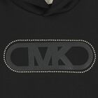 بلوزة بغطاء رأس وشعار باللون الأسود للبنات, 1, hi-res