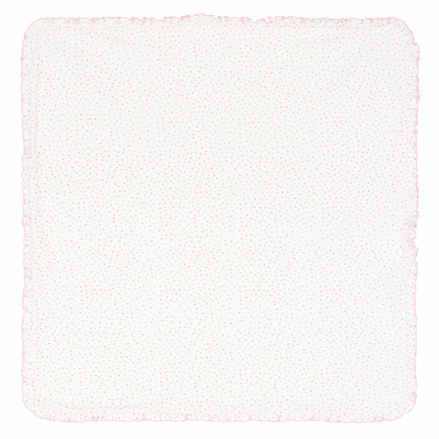 Baby Girls White Heart Print Blanket, 1, hi-res