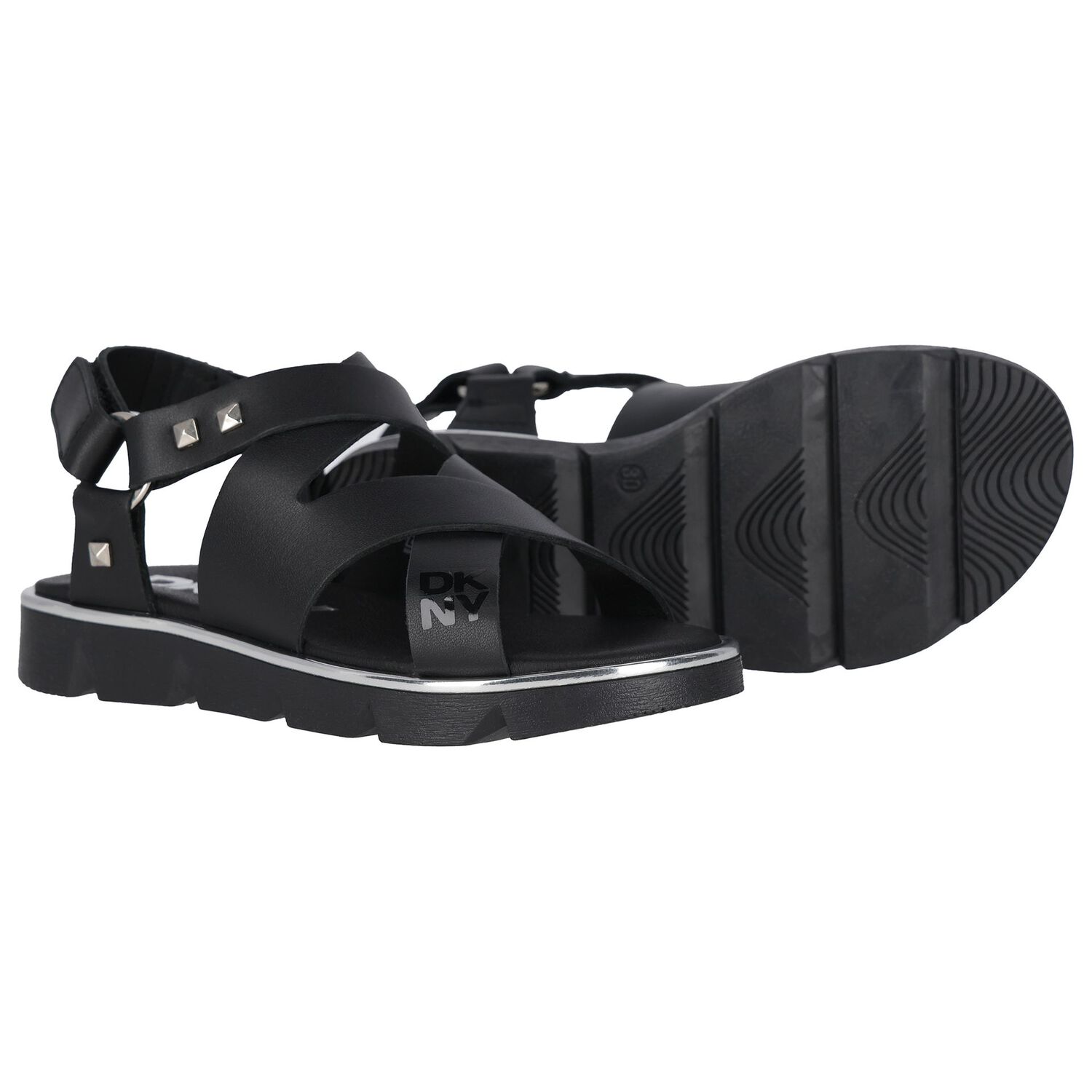 Girls Black Logo Sandals, 1, hi-res image number null