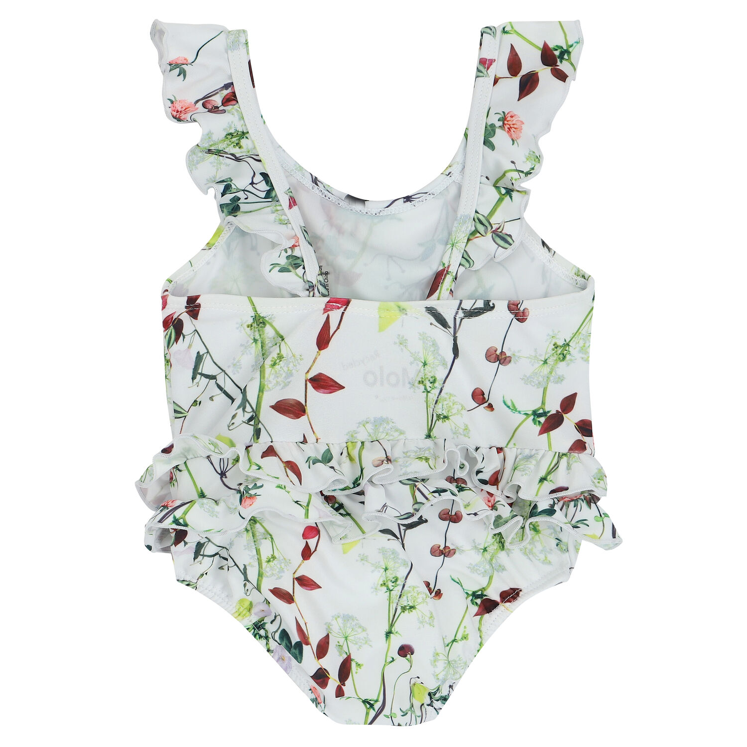 Baby Girls White Floral Swimsuit, 1, hi-res