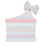 Girls Multi-Coloured One Shoulder Bikini, 2, hi-res