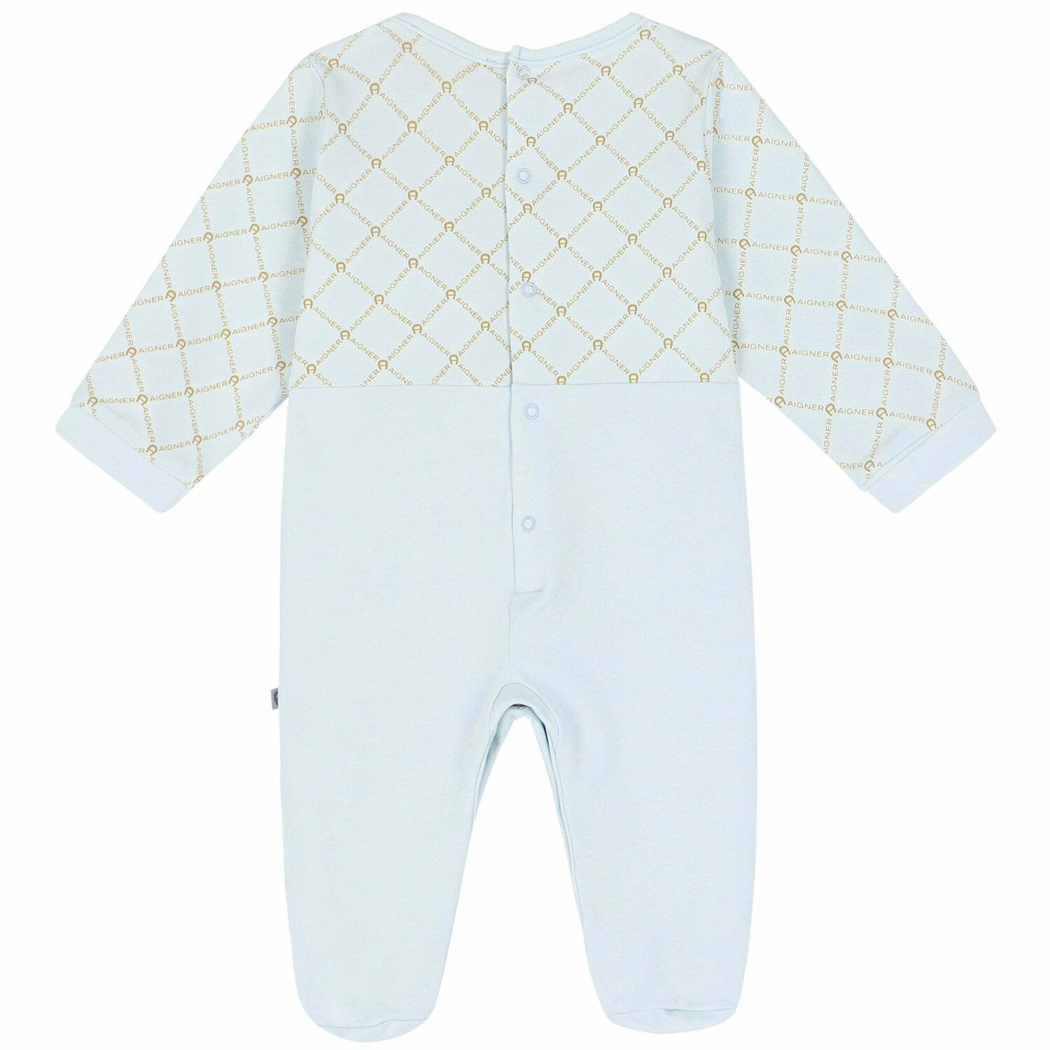 Baby Boys Blue & Gold Logo Babygrow, 1, hi-res image number null