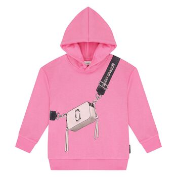 Girls Pink Logo Hooded Top