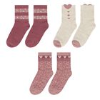 Girls Pink & Ivory Heart Socks (3 Pack), 1, hi-res