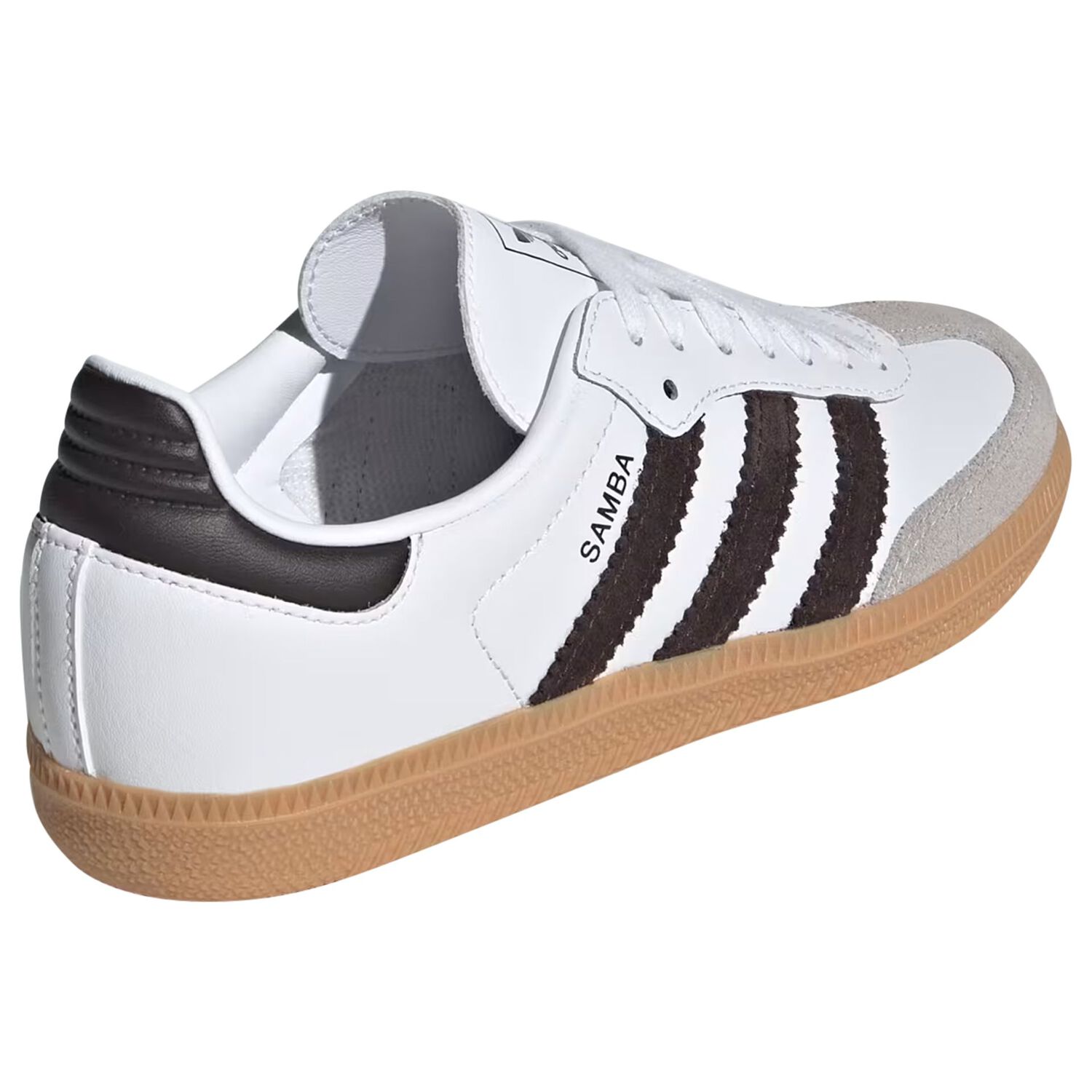 White & Brown Logo Samba Trainers, 1, hi-res