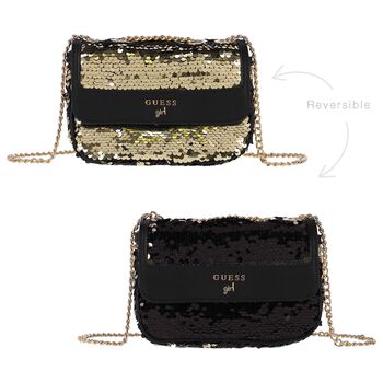 Girls Black & Gold Sequins Bag 