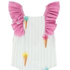 Girls Green & Pink Ice Cream Swimsuit, 1, hi-res