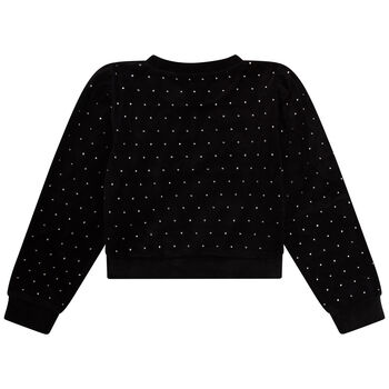 Girls Black Logo Embellished Sweatshirt