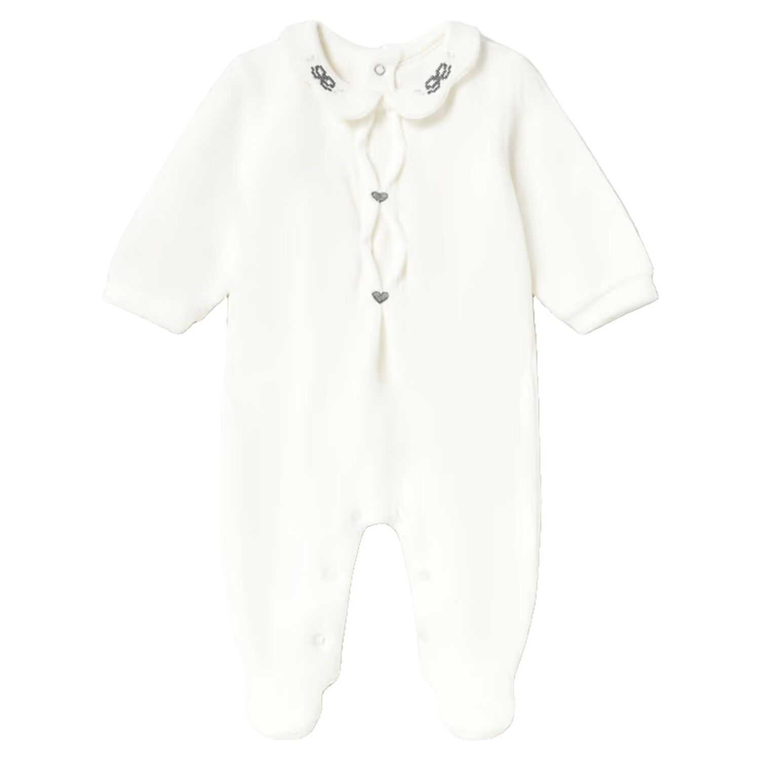 Baby Girls Ivory Heart Babygrow, 2, hi-res
