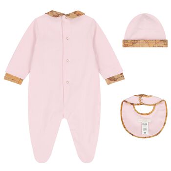 Baby Girls Pink & Beige Geo Map Babygrow Gift Set