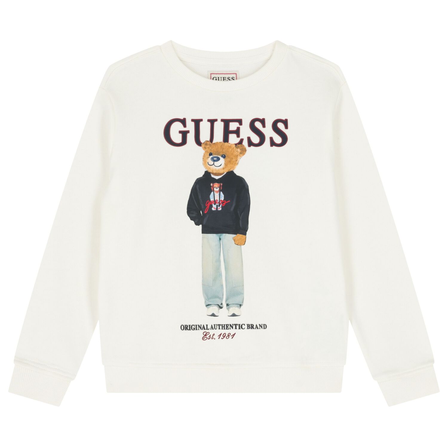 Boys Ivory Teddy Bear Logo Sweatshirt, 1, hi-res