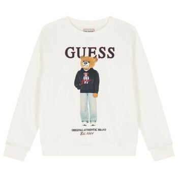 Boys Ivory Teddy Bear Logo Sweatshirt
