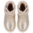 Younger Girls Gold Faux Fur Boots, 1, hi-res