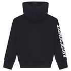 Boys Navy Blue Logo Hooded Zip Up Top, 1, hi-res