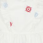 Girls White Embroidered Floral Dress, 1, hi-res