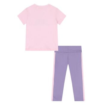 Younger Girls Pink & Purple Logo Leggings Set
