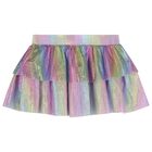 Girls Iridescent Rainbow Ruffled Skirt, 1, hi-res