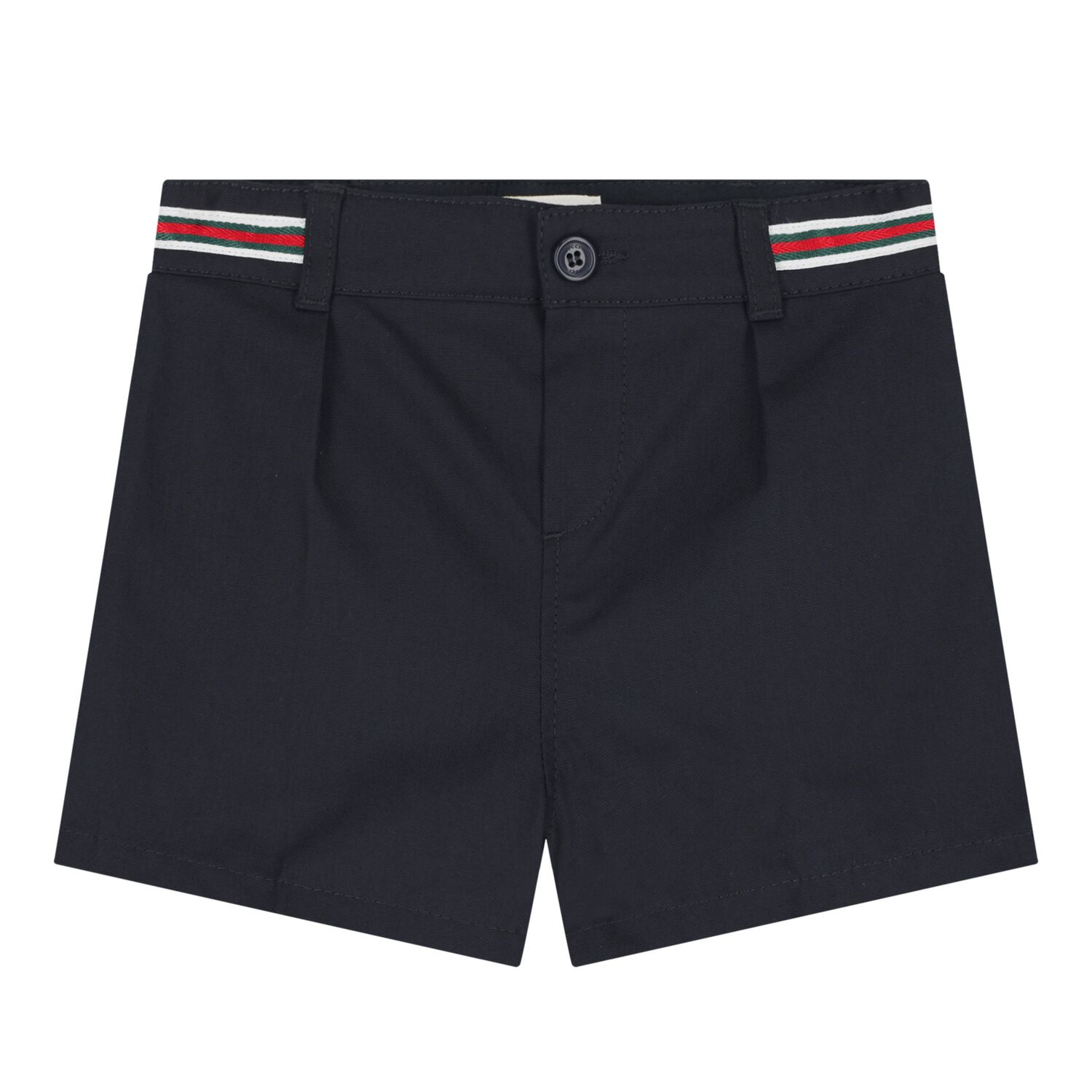 Baby Boys Navy Blue Web Striped Canvas Shorts, 1, hi-res