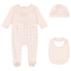 Baby Girls Pink & Silver Logo Babygrow Gift Set, 2, hi-res