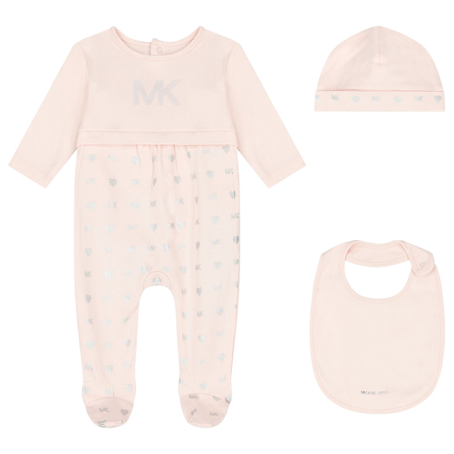 Baby Girls Pink & Silver Logo Babygrow Gift Set, 2, hi-res