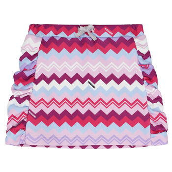 Girls Purple & Pink Logo Zigzag Skirt