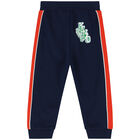 Younger Boys Navy & Orange Logo Joggers, 1, hi-res