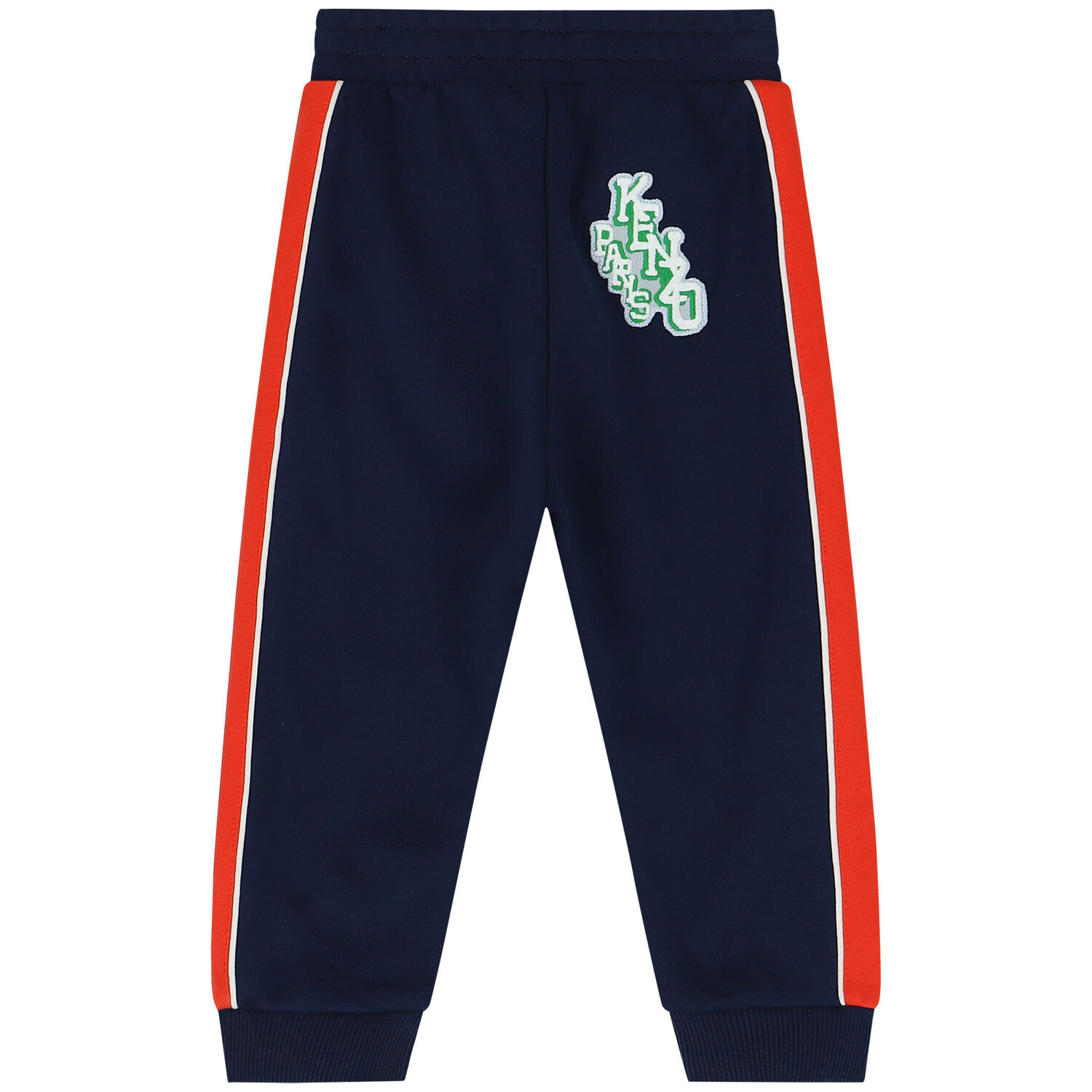 Younger Boys Navy & Orange Logo Joggers, 1, hi-res