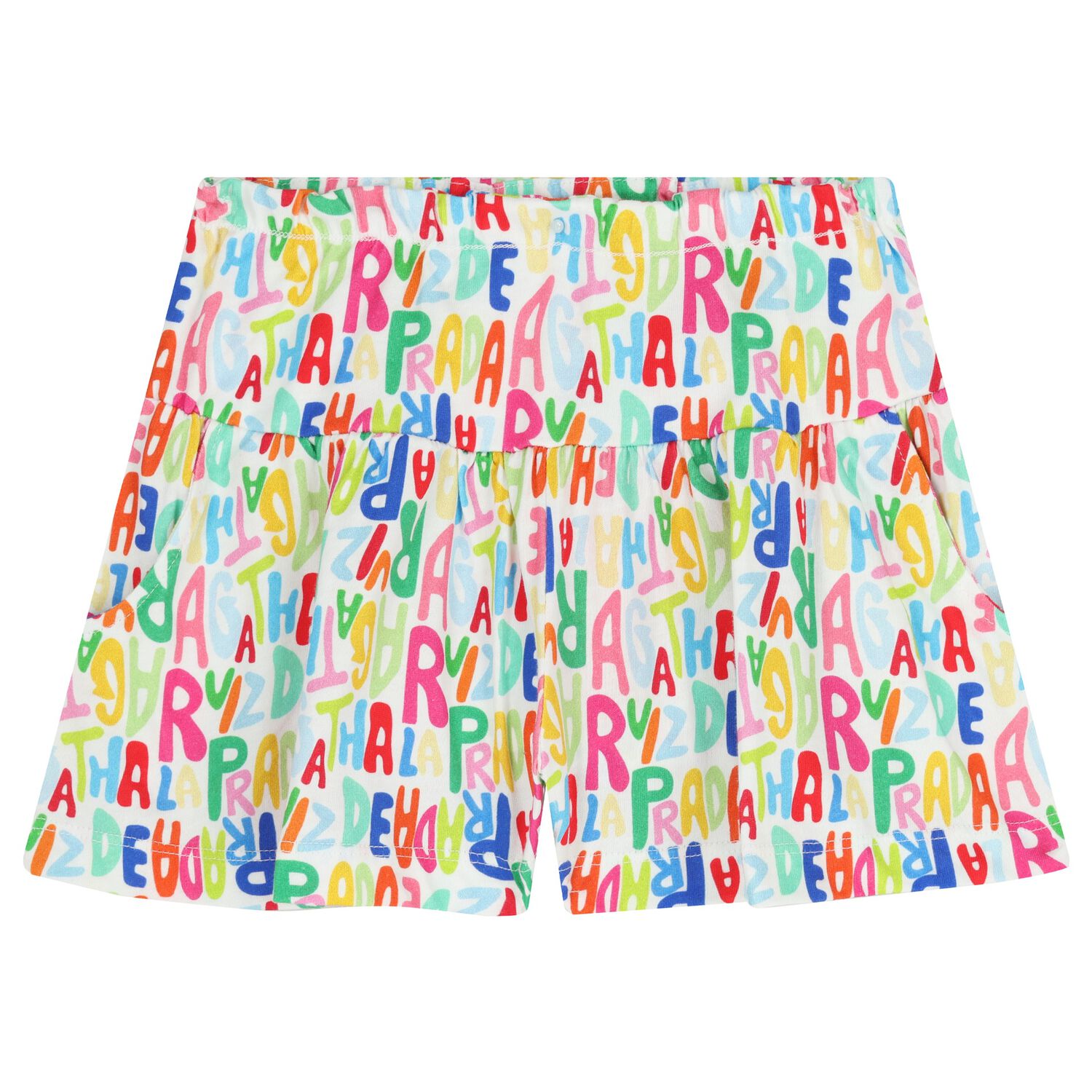 Girls White Logo Shorts, 1, hi-res