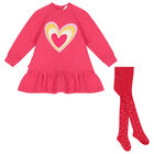 Girls Pink Heart Dress Set, 1, hi-res