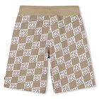 Boys Beige & White Check Logo Shorts, 2, hi-res