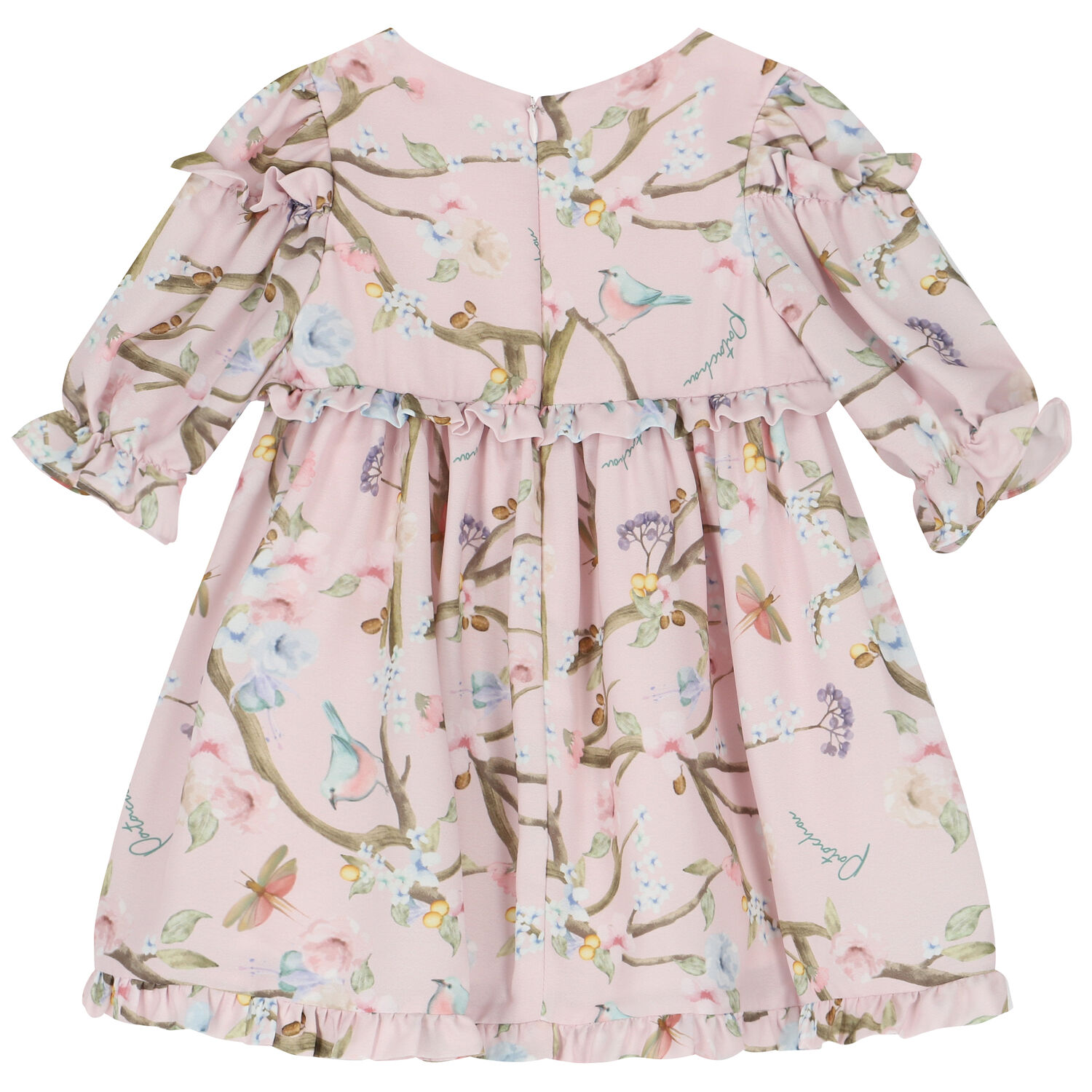 فستان بنات بالزهور باللون الوردى, 1, hi-res