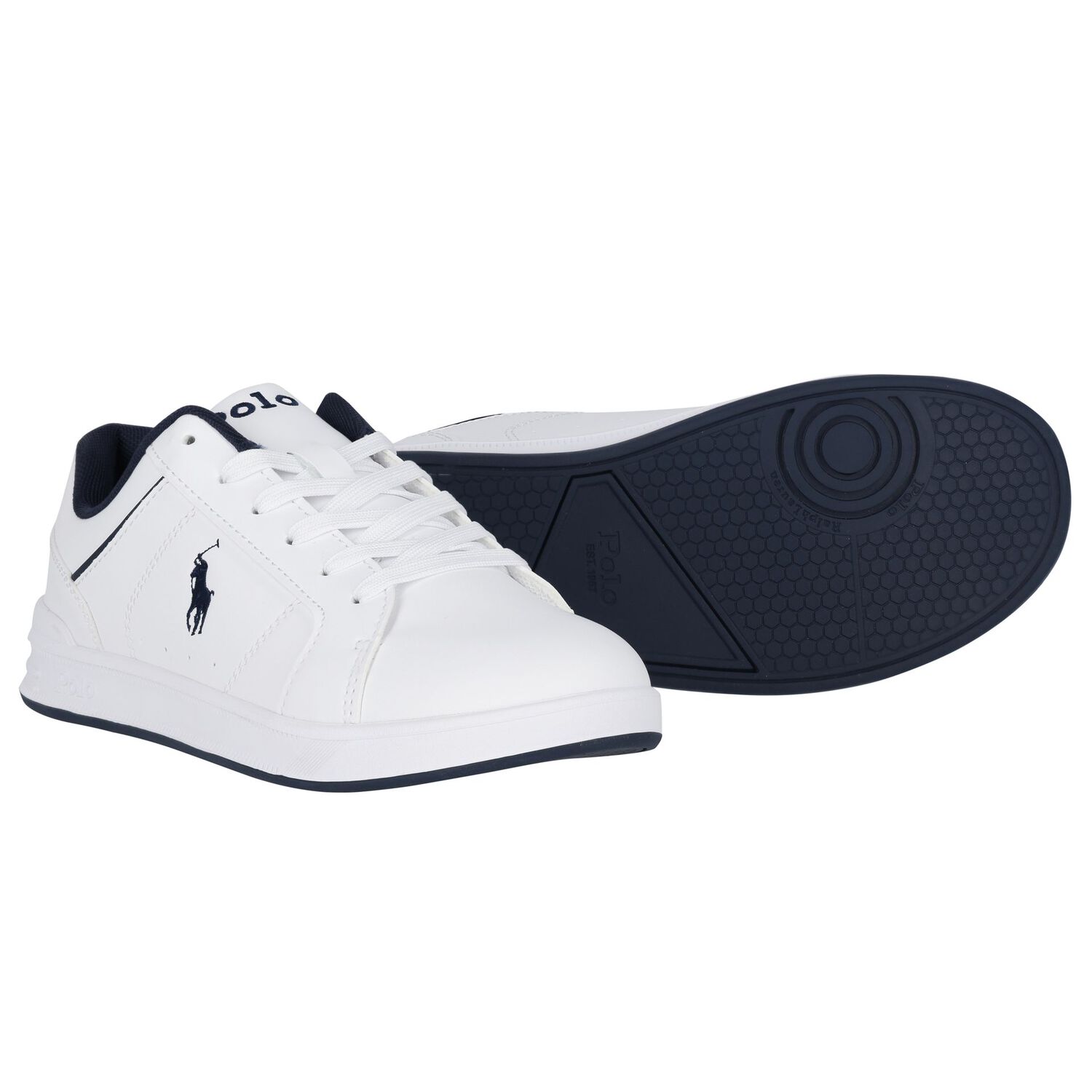 Boys White Logo Trainers, 1, hi-res