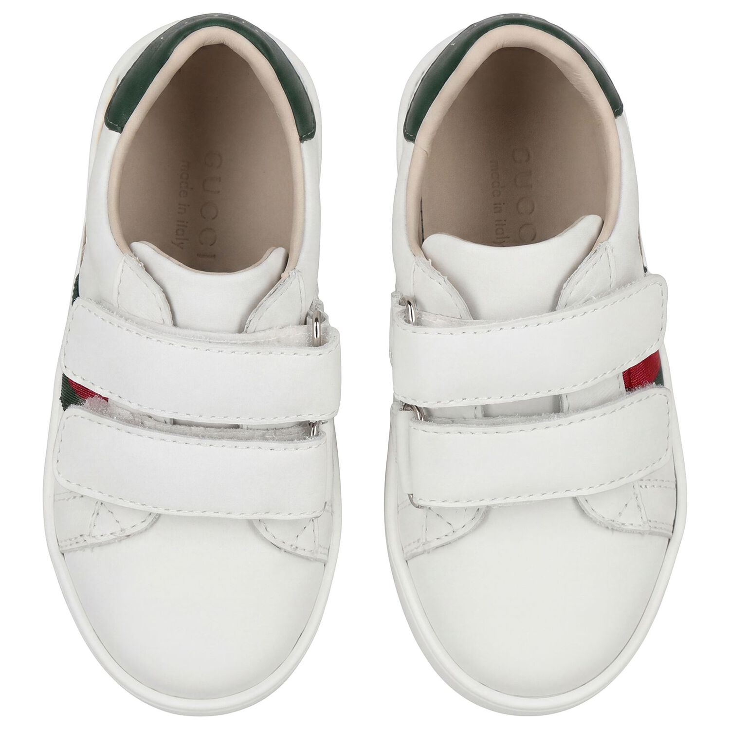 Younger Boys White Web Striped Logo Trainers, 1, hi-res